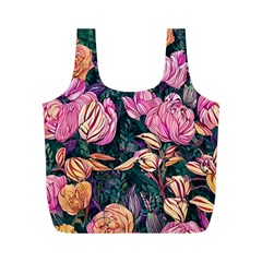 Retro Botanical Flowers Full Print Recycle Bag (m) by GardenOfOphir