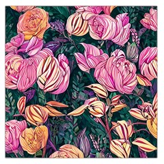 Retro Botanical Flowers Square Satin Scarf (36  X 36 ) by GardenOfOphir