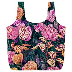 Retro Botanical Flowers Full Print Recycle Bag (xxxl) by GardenOfOphir