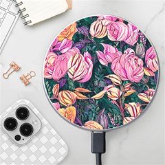 Retro Botanical Flowers Wireless Fast Charger(white) by GardenOfOphir