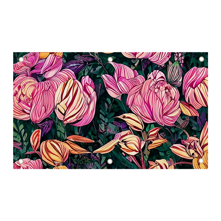 Retro Botanical Flowers Banner and Sign 5  x 3 