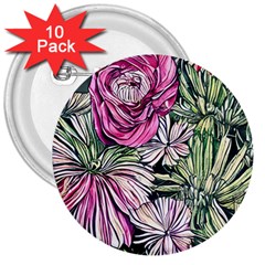 Summer Floral 3  Buttons (10 Pack)  by GardenOfOphir