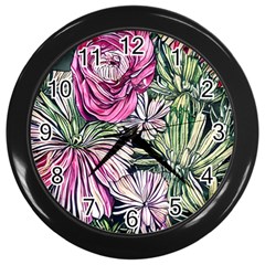 Summer Floral Wall Clock (black) by GardenOfOphir