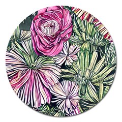 Summer Floral Magnet 5  (round) by GardenOfOphir