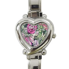 Summer Floral Heart Italian Charm Watch by GardenOfOphir