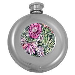 Summer Floral Round Hip Flask (5 Oz) by GardenOfOphir