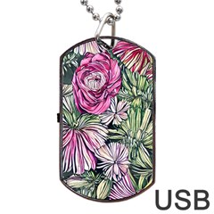 Summer Floral Dog Tag Usb Flash (one Side) by GardenOfOphir