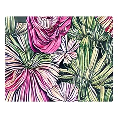 Summer Floral One Side Premium Plush Fleece Blanket (large)