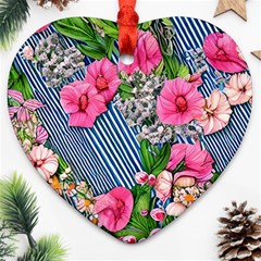 Vintage Botanical Flowers Ornament (Heart)