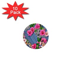 Vintage Botanical Flowers 1  Mini Buttons (10 pack) 