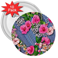 Vintage Botanical Flowers 3  Buttons (10 pack) 