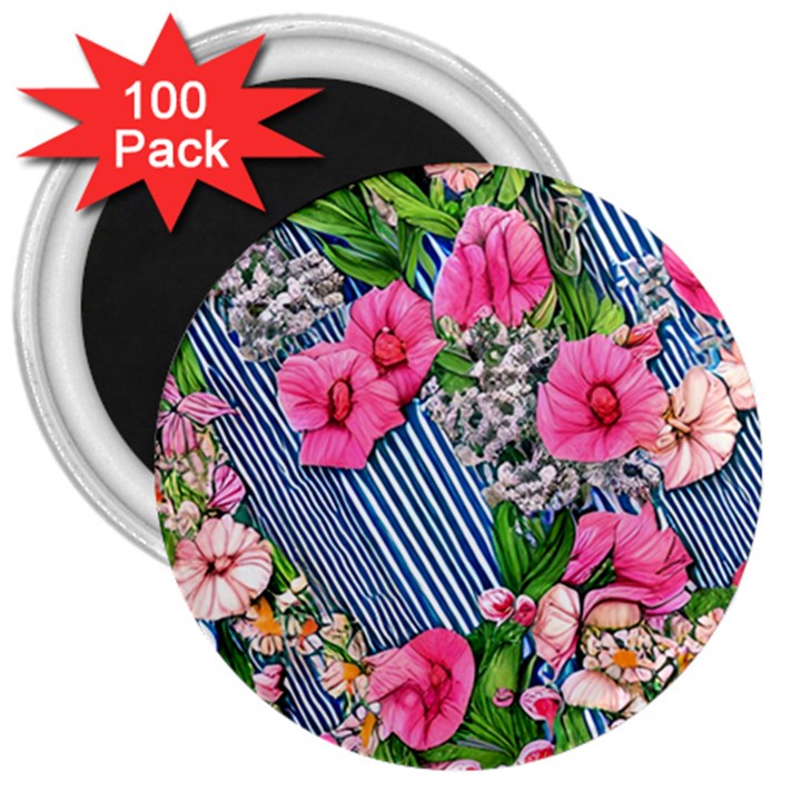 Vintage Botanical Flowers 3  Magnets (100 pack)