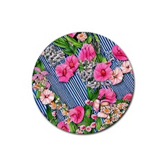 Vintage Botanical Flowers Rubber Round Coaster (4 pack)