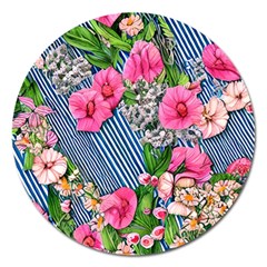 Vintage Botanical Flowers Magnet 5  (Round)