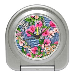 Vintage Botanical Flowers Travel Alarm Clock