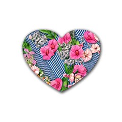 Vintage Botanical Flowers Rubber Coaster (Heart)