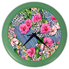 Vintage Botanical Flowers Color Wall Clock