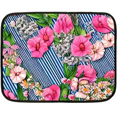 Vintage Botanical Flowers One Side Fleece Blanket (Mini)