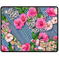 Vintage Botanical Flowers One Side Fleece Blanket (Medium)