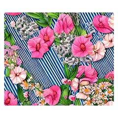 Vintage Botanical Flowers Premium Plush Fleece Blanket (Small)