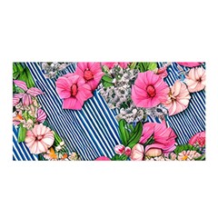 Vintage Botanical Flowers Satin Wrap 35  x 70 