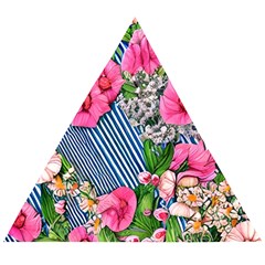 Vintage Botanical Flowers Wooden Puzzle Triangle by GardenOfOphir