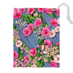 Vintage Botanical Flowers Drawstring Pouch (4XL)