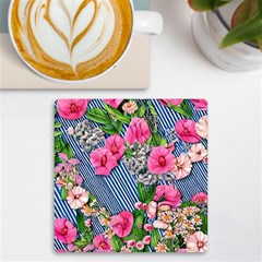 Vintage Botanical Flowers UV Print Square Tile Coaster 