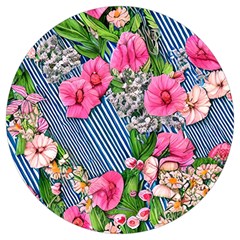 Vintage Botanical Flowers Round Trivet