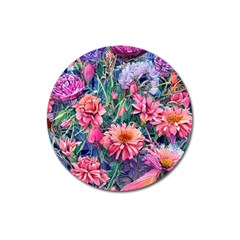 Retro Floral Magnet 3  (round) by GardenOfOphir