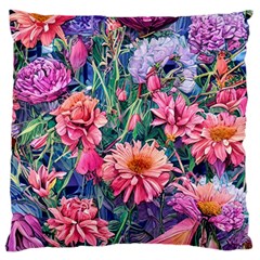 Retro Floral Large Premium Plush Fleece Cushion Case (two Sides) by GardenOfOphir