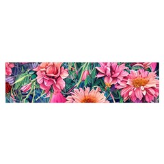 Retro Floral Oblong Satin Scarf (16  X 60 ) by GardenOfOphir