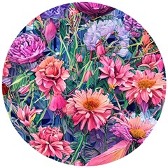 Retro Floral Wooden Puzzle Round by GardenOfOphir