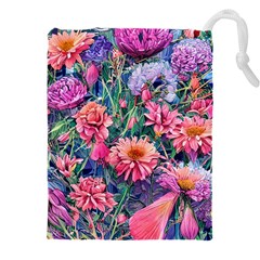 Retro Floral Drawstring Pouch (5xl) by GardenOfOphir