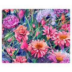 Retro Floral One Side Premium Plush Fleece Blanket (medium) by GardenOfOphir