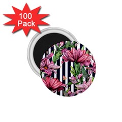 Tropical Botanical Flowers In Watercolor 1 75  Magnets (100 Pack)  by GardenOfOphir