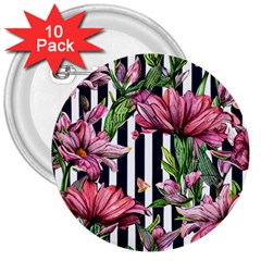 Tropical Botanical Flowers In Watercolor 3  Buttons (10 Pack)  by GardenOfOphir