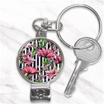 Tropical Botanical Flowers In Watercolor Nail Clippers Key Chain Front