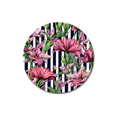 Tropical Botanical Flowers In Watercolor Magnet 3  (round) by GardenOfOphir