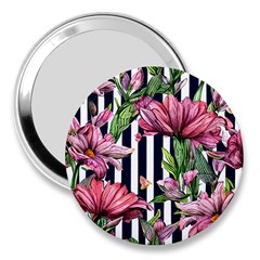 Tropical Botanical Flowers In Watercolor 3  Handbag Mirrors by GardenOfOphir