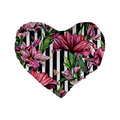 Tropical Botanical Flowers In Watercolor Standard 16  Premium Heart Shape Cushions by GardenOfOphir