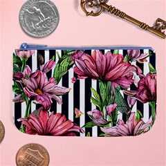 Tropical Botanical Flowers In Watercolor Large Coin Purse by GardenOfOphir