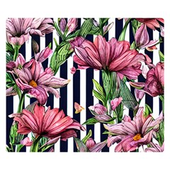 Tropical Botanical Flowers In Watercolor One Side Premium Plush Fleece Blanket (small)