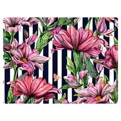 Tropical Botanical Flowers In Watercolor Premium Plush Fleece Blanket (extra Small)