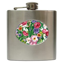 Vintage Tropical Flowers Hip Flask (6 Oz) by GardenOfOphir