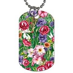 Vintage Tropical Flowers Dog Tag (two Sides) by GardenOfOphir