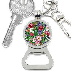 Vintage Tropical Flowers Bottle Opener Key Chain by GardenOfOphir