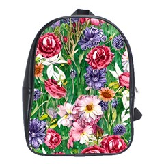 Vintage Tropical Flowers School Bag (xl) by GardenOfOphir