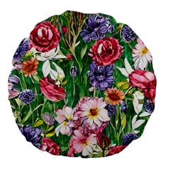 Vintage Tropical Flowers Large 18  Premium Flano Round Cushions by GardenOfOphir