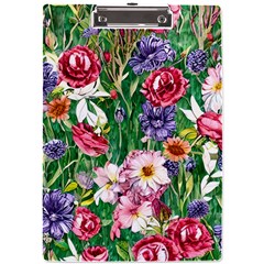 Vintage Tropical Flowers A4 Acrylic Clipboard by GardenOfOphir